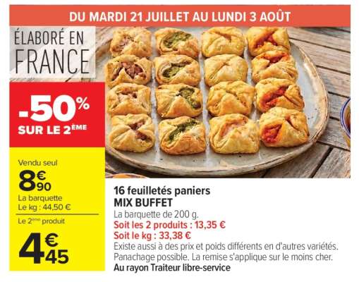 16 feuilletés paniers MIX BUFFET