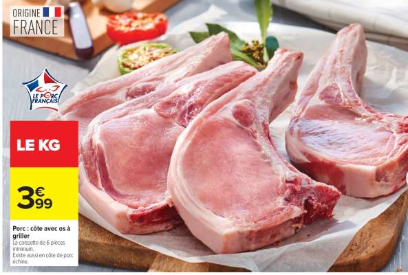 Porc : côte avec os à griller