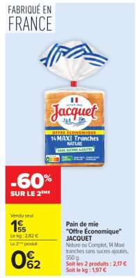 Pain de mie "Offre Économique" JACQUET