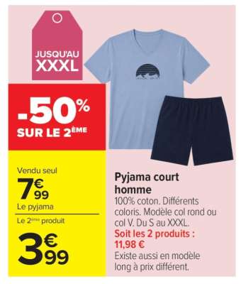 Pyjama court homme
