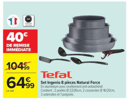 TEFAL Set ingenio 8 pièces Natural Force