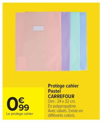 Protège cahier Pastel CARREFOUR