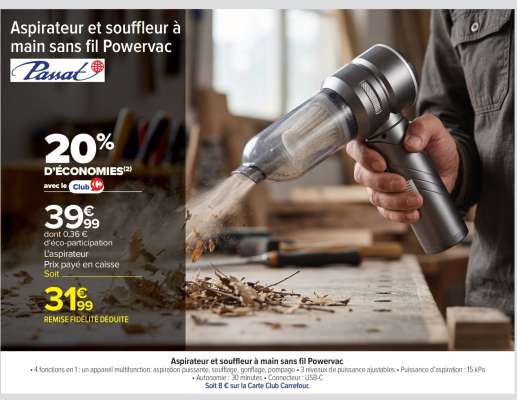 Aspirateur et souffleur à main sans fil Powervac