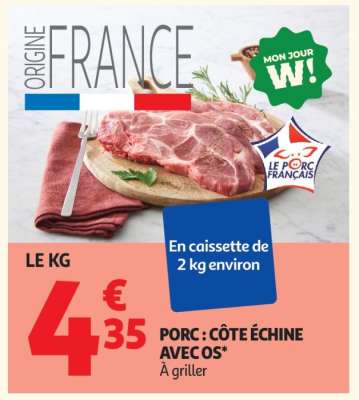 Porc : Côte Échine Avec Os