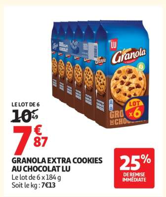 GRANOLA EXTRA COOKIES AU CHOCOLAT LU