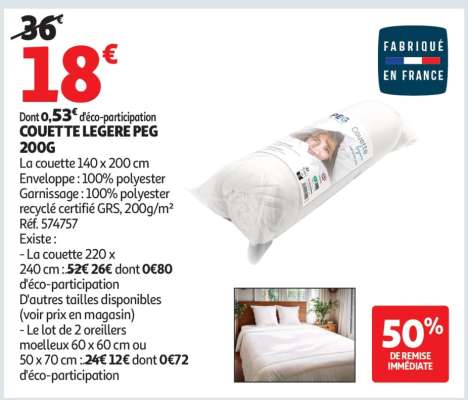 COUETTE LEGERE PEG 200G