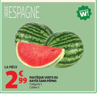 Pastèque verte ou rayée sans pépins