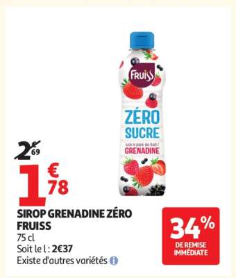 SIROP GRENADINE ZÉRO FRUISS