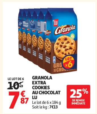 GRANOLA EXTRA COOKIES AU CHOCOLAT LU