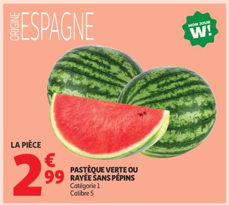 Pastèque verte ou rayée sans pépins