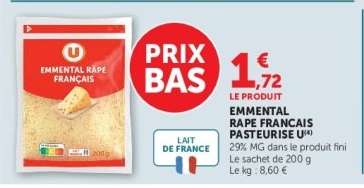 Emmental Râpé Français Pasteurisé
