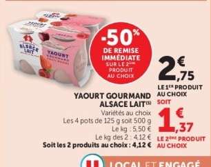 YAOURT GOURMAND ALSACE LAIT