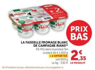 LA FAISSELLE FROMAGE BLANC DE CAMPAGNE RIANS