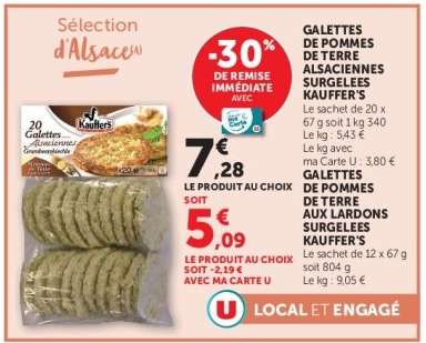 Galettes de pommes de terre alsaciennes surgelées "Kauffer's"