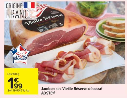 Jambon sec Vieille Réserve désossé AOSTE