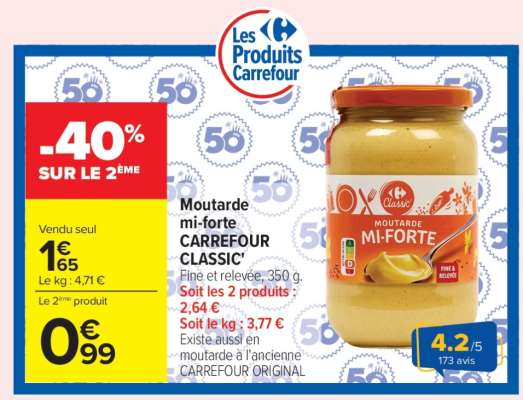 Moutarde mi-forte CARREFOUR CLASSIC'