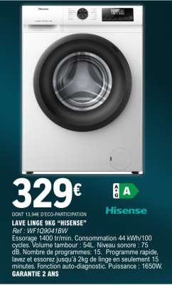 LAVE LINGE 9KG “HISENSE”
