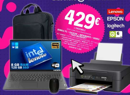 L'ensemble Lenovo, Epson, Logitech