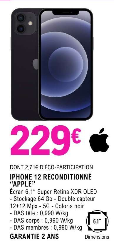 IPHONE 12 RECONDITIONNÉ "APPLE"