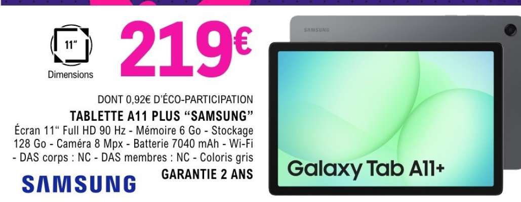 TABLETTE A11 PLUS “SAMSUNG”