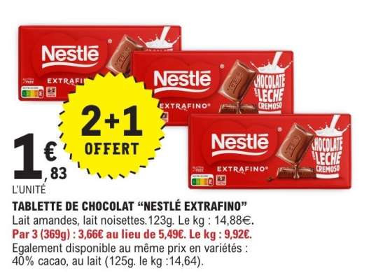 TABLETTE DE CHOCOLAT “NESTLE EXTRAFINO”