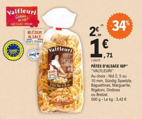 PÂTES D'ALSACE IGP* "VALFLEURI"