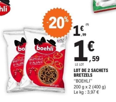 LOT DE 2 SACHETS BRETZELS "BOEHLI"