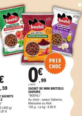 SACHET DE MINI BRETZELS SAVEURS "BOEHLI"