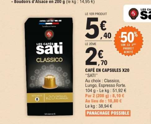CAFÉ EN CAPSULES X20 “SATI”