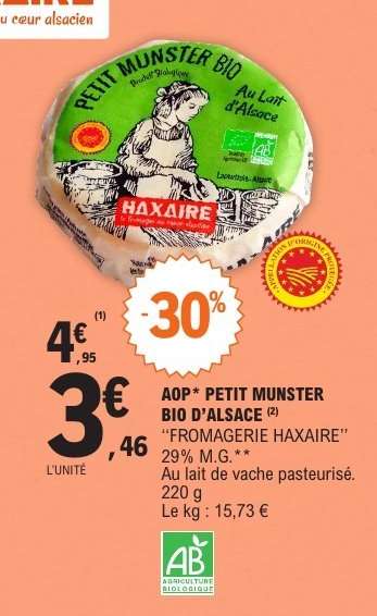 AOP** PETIT MUNSTER BIO D'ALSACE