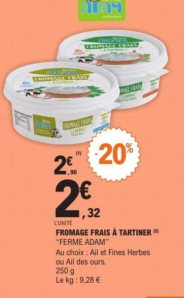 FROMAGE FRAIS A TARTINER FERME ADAM