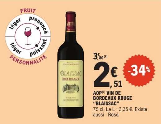 AOP(3) VIN DE BORDEAUX ROUGE "BLAISSAC"