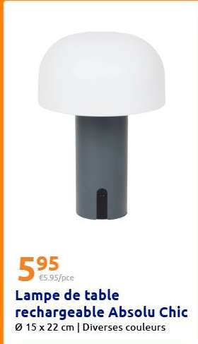 Lampe de table rechargeable Absolu Chic