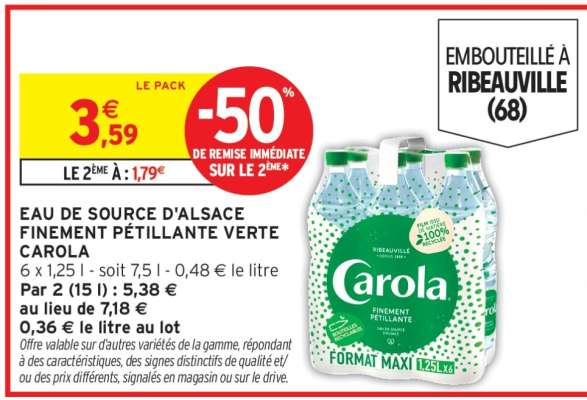 Eau de Source d'Alsace Finement Pétillante Verte Carola