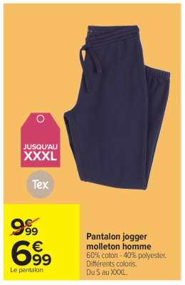 Pantalon jogger molleton homme