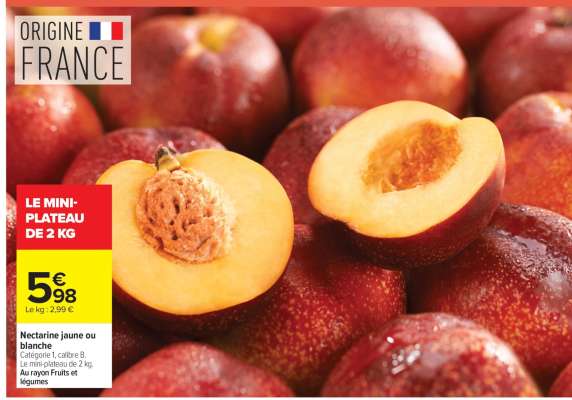 Nectarine jaune ou blanche.