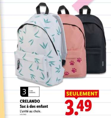 CRELANDO Sac à dos enfant