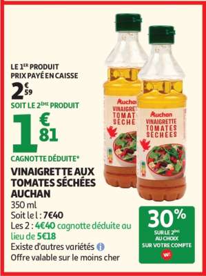 VINAIGRETTE AUX TOMATES SÉCHÉES AUCHAN