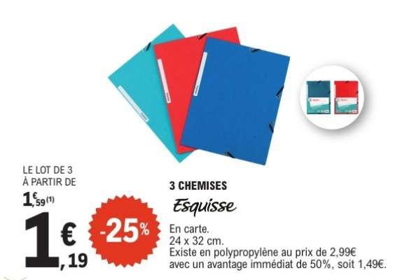 3 CHEMISES "ESQUISSE"