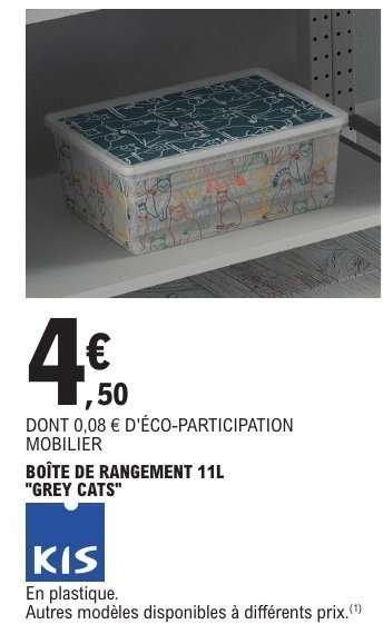 BOÎTE DE RANGEMENT 11L "GREY CATS"