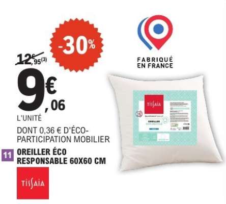 OREILLER ÉCO RESPONSABLE 60X60 CM