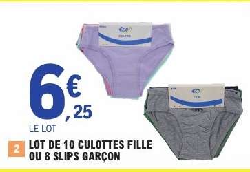 LOT DE 10 CULOTTES FILLE OU 8 SLIPS GARÇON