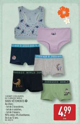 Sous-vêtements Disney ou Jurassic World