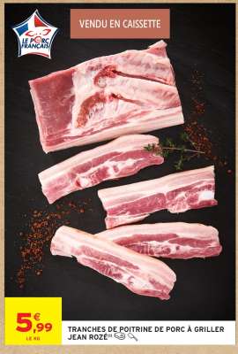 Tranches de Poitrine de Porc à Griller Jean Rozé