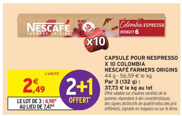 Capsule pour Nespresso x 10 Colombia Nescafé Farmers Origins