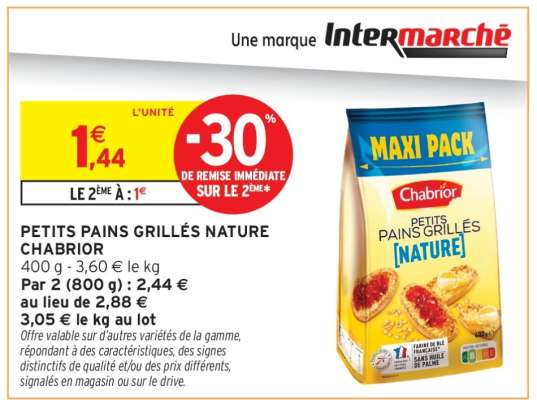 PETITS PAINS GRILLÉS NATURE CHABRIOR