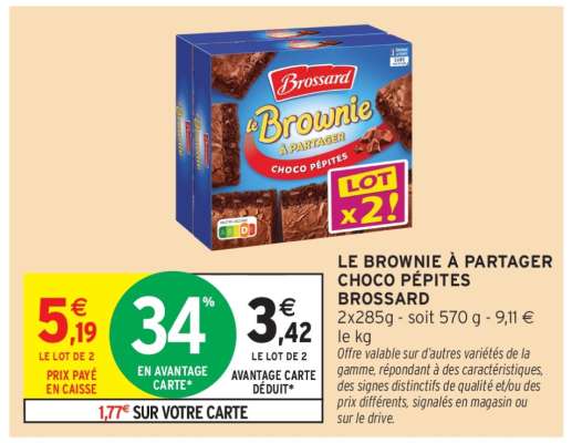 Le Brownie à Partager Choco Pépites Brossard