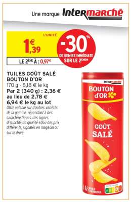 TUILES GOÛT SALÉ BOUTON D'OR