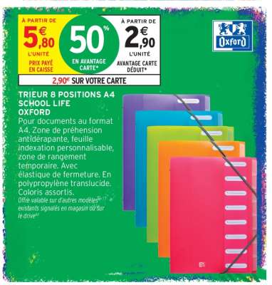 TRIEUR 8 POSITIONS A4 SCHOOL LIFE OXFORD