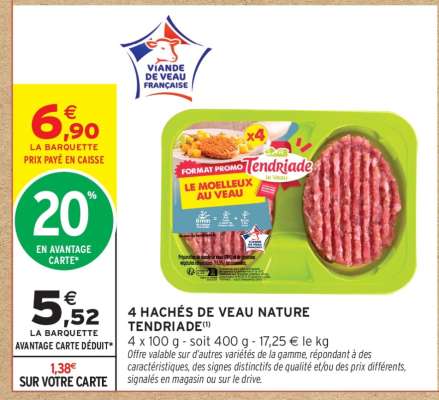 4 Hachés de Veau Nature Tendriade
